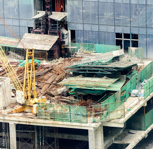Construction crane on high rise building