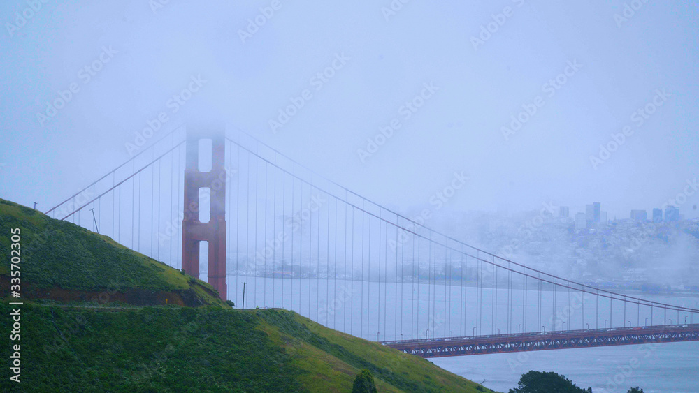 Golden Gate Bridge San Francisco on a foggy day Golden Gate Bridge San Francisco on a foggy day
