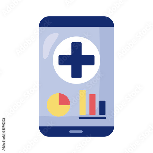 smartphone with medical cross health online detaild style