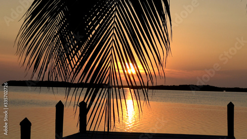 Romantic sunset on a paradise bay in the Keys