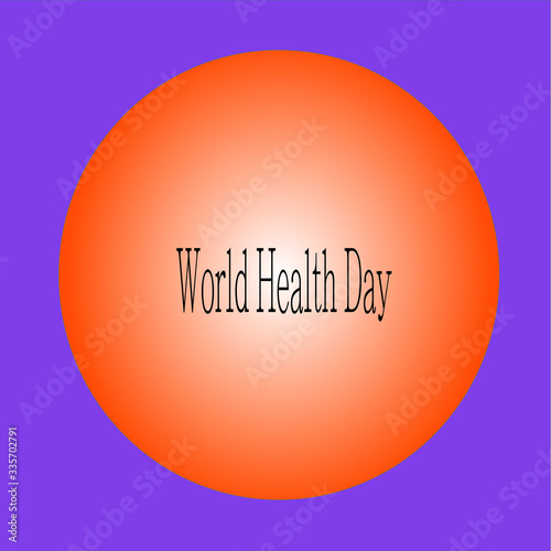 Simple abstract vector concept of world health day with a red gradient ball purple background and text