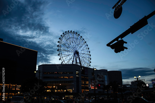 ferry wheel in the middle of the city kagoshima japan  photo