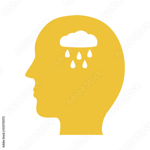 profile with cloud rainy mental health silhouette style icon