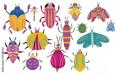 A set of colorful insects in a flat style for your design