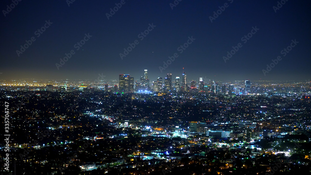 Los Angeles by night - famous view from Griffith Observatory