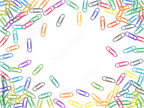 Stationary paperclips isolated on white background