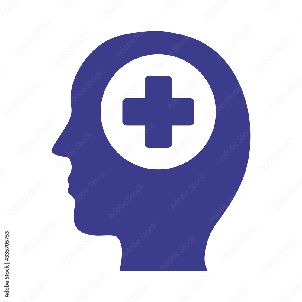profile with medical cross mental health silhouette style icon profile with medical cross mental health silhouette style icon