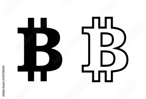 Bitcoin sign icons set on white background. Crypto currency symbol. Blockchain. Cryptocurrency