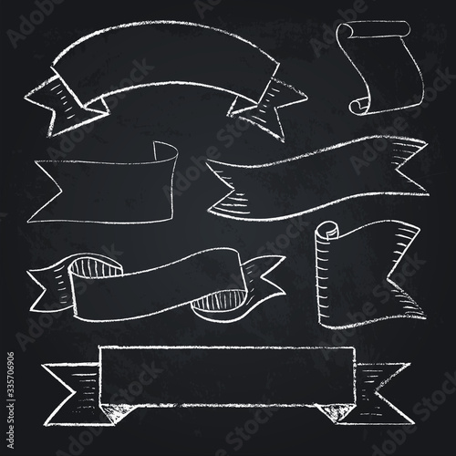 Set of vintage chalkboard style banners