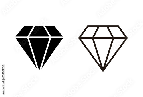 Diamond icons set on white background. Diamond vector icon. Gemstone symbol