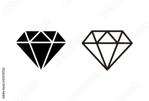 Diamond icons set on white background. Diamond vector icon. Gemstone symbol