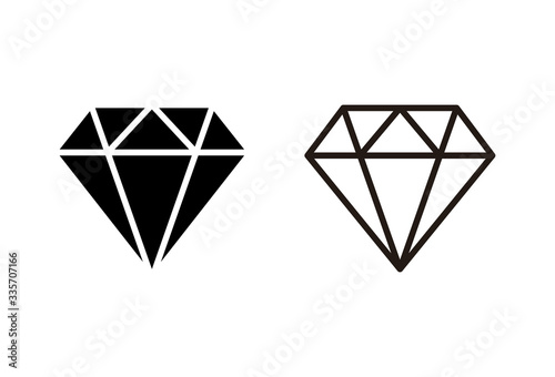Diamond icons set on white background. Diamond vector icon. Gemstone symbol
