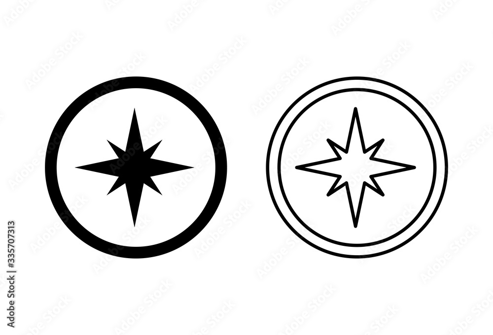 Compass vector icons set on white background. Compass icons on white background Compass vector icons set on white background. Compass icons on white background
