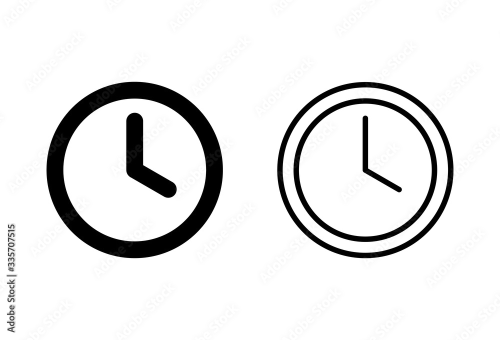 Clock icons set on white background. Time icon vector. Clock vector icon Clock icons set on white background. Time icon vector. Clock vector icon