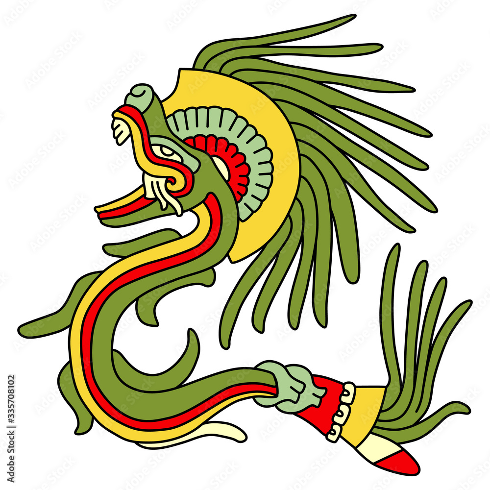 Isolated vector illustration. Feathered Serpent Quetzalcoatl. Fantastic ...