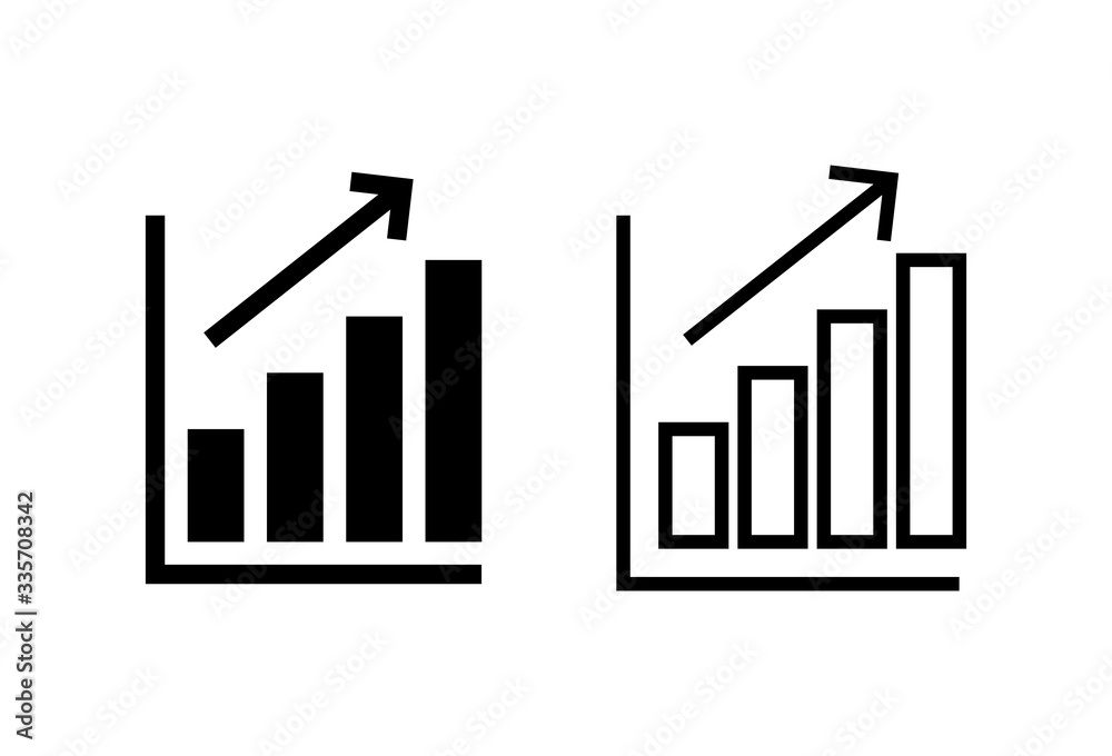 Growing graph Icons set on white background. Chart icon. Graph Icon in trendy flat style isolated on white background