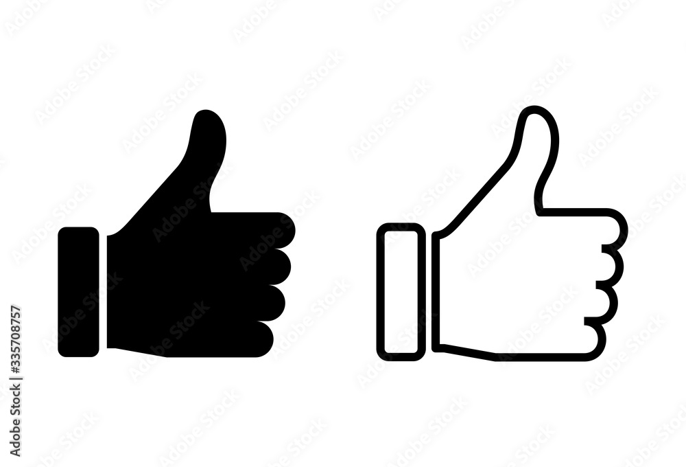 Like icons set on white background. Thumbs up icon. social media icon Like icons set on white background. Thumbs up icon. social media icon