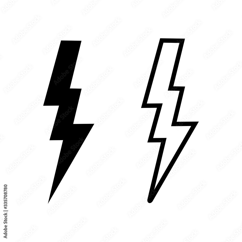 Lightning icons set on white background. Bolt icon vector. Energy and thunder electric icon Lightning icons set on white background. Bolt icon vector. Energy and thunder electric icon