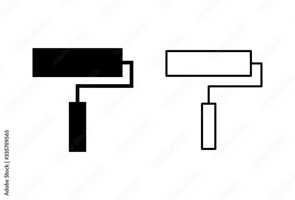 Paint icons set on white background. Paint brush vector icon. Paint roller icon Paint icons set on white background. Paint brush vector icon. Paint roller icon