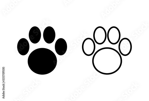 Paw icons set on white background. Paw Print icon