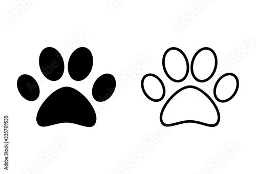 Paw icons set on white background. Paw Print icon