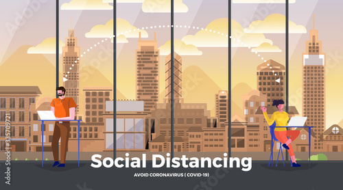 Social distancing concept for Coronavirus COVID-19, Illustration . Vector illustration.