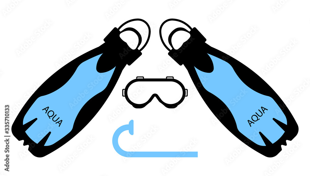 swimming flippers, scuba diver mask and breathing tube. Ammunition ...