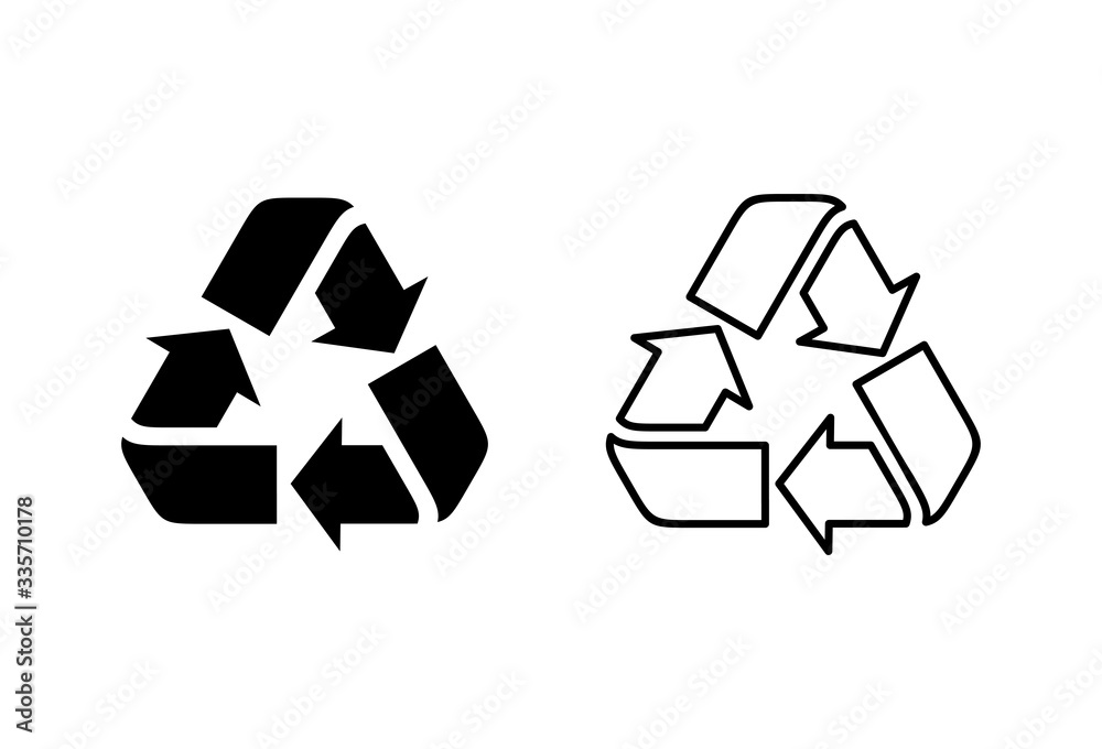 Recycle icons set vector. Recycle and some packaging sign. environment icon Recycle icons set vector. Recycle and some packaging sign. environment icon