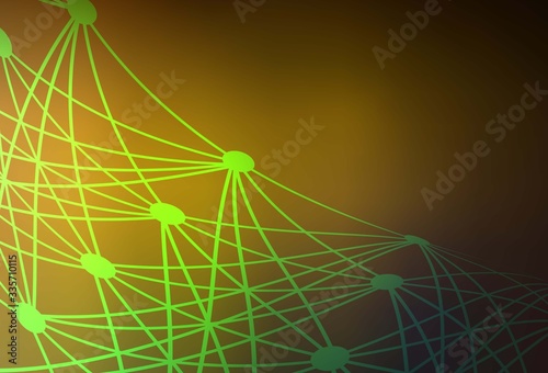 Dark Green  Yellow vector backdrop with artificial intelligence data.