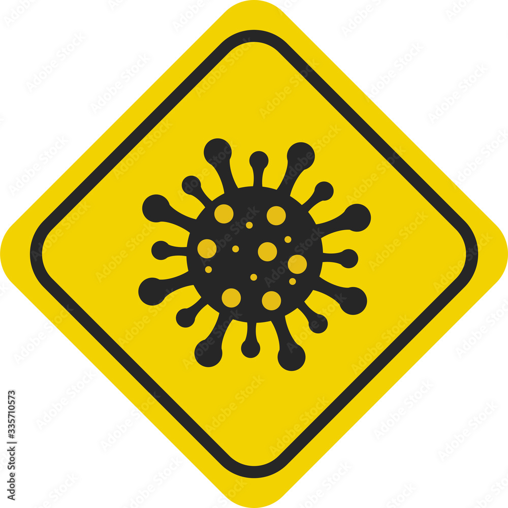 Yellow and black biohazard warning sign - vector