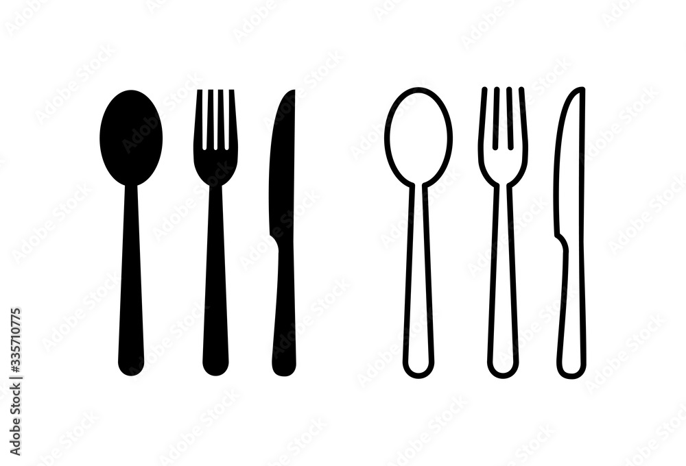 Fork, Spoon, and Knife icon. food icon. Eat. Restaurant icons set. Fork, Spoon, and Knife icon. food icon. Eat. Restaurant icons set.