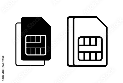 Dual Sim card icons set vector. Mobile slot icon. Mobile cellular phone sim card chip.