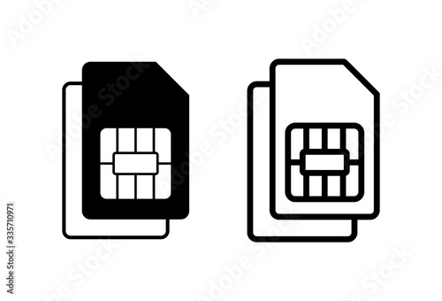 Dual Sim card icons set vector. Mobile slot icon. Mobile cellular phone sim card chip.