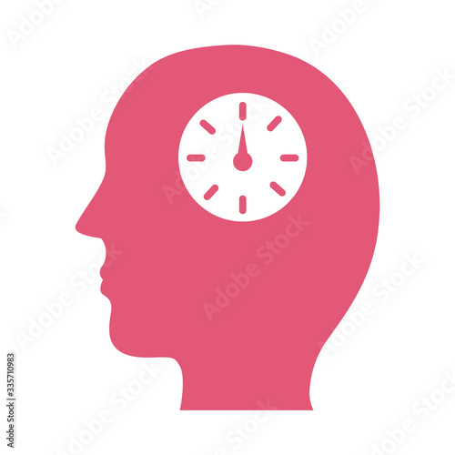 profile with time clock mental health silhouette style icon