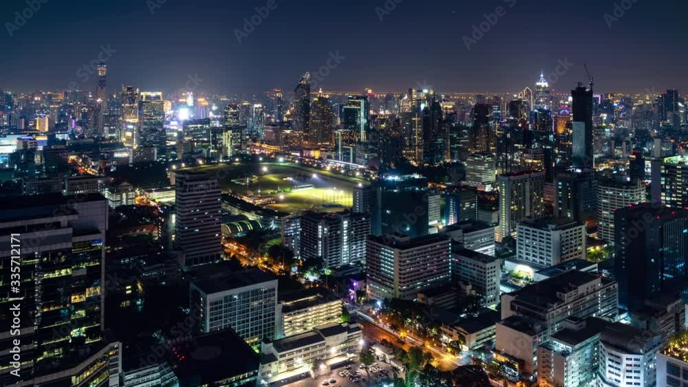 Bangkok business shopping district city center above Ratchadamri and Ratchaprasong area, with buildings and skyscrapers, during night, zoom out – Time Lapse Bangkok business shopping district city center above Ratchadamri and Ratchaprasong area, with buildings and skyscrapers, during night, zoom out – Time Lapse