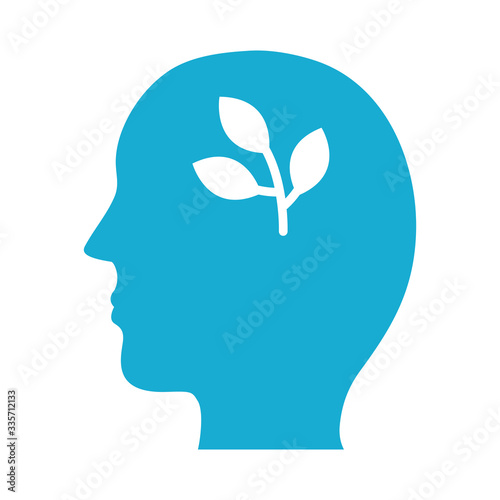 profile with leafs plant mental health silhouette style icon
