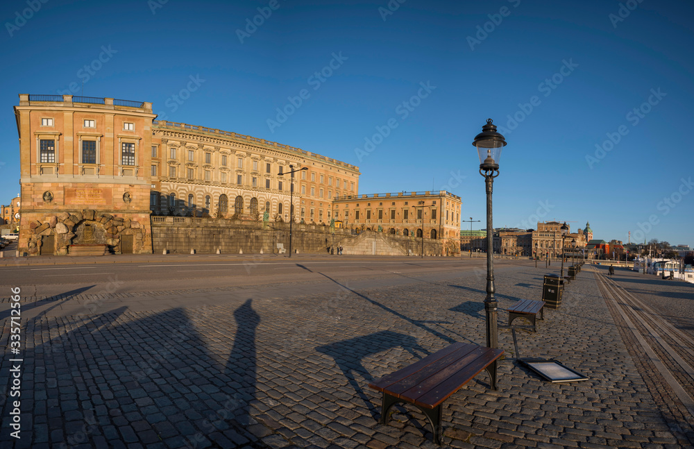 An empty Stockholm in tourist areas with normally heavy traffic. Result of  Corona and Covid disaster.