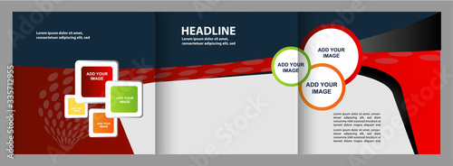 Vector empty tri-fold brochure print template design, trifold bright booklet or flyer
