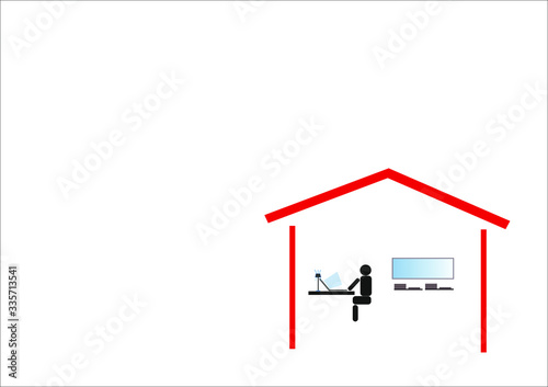 Work from home in COVID-19.Social distancing company allow employee work at home.illustrator.
