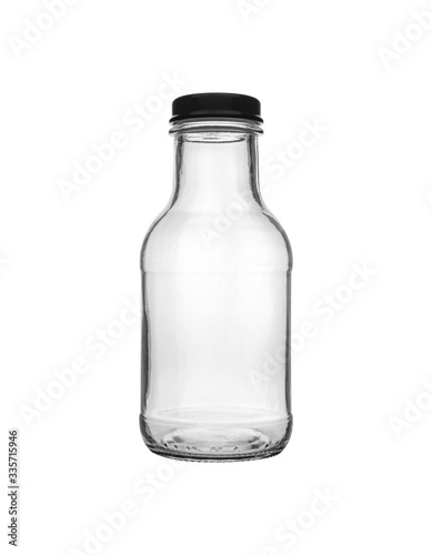 Empty transparent glass jar isolated on white