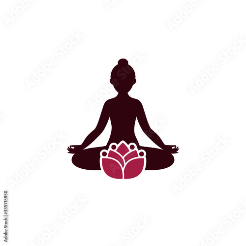 Yoga logo design template. Health Care, Beauty, Spa, Relax, Meditation icon isolated on white background