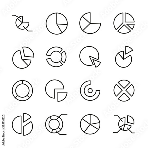 Premium set of pie chart line icons.