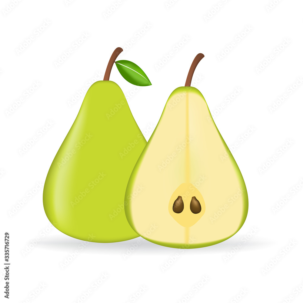 Green fresh pear isolated on white background. Green fresh pear isolated on white background.