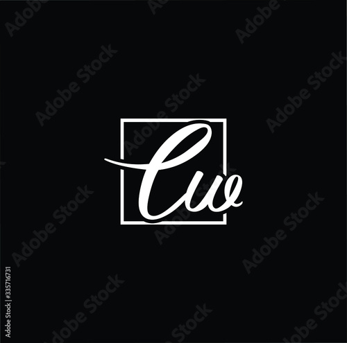 Minimal elegant monogram art logo. Outstanding professional trendy awesome artistic CW WC initial based Alphabet icon logo. Premium Business logo White color on black background