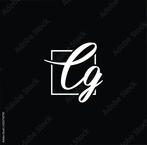 Minimal elegant monogram art logo. Outstanding professional trendy awesome artistic CG GC initial based Alphabet icon logo. Premium Business logo White color on black background