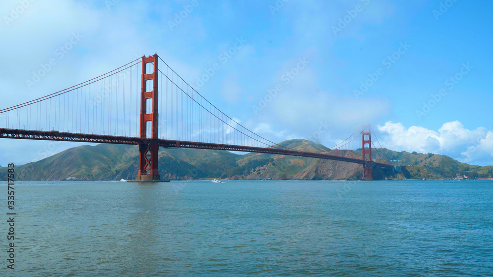 Famous Golden Gate Bridge in San Francisco - view from Crissy Fields