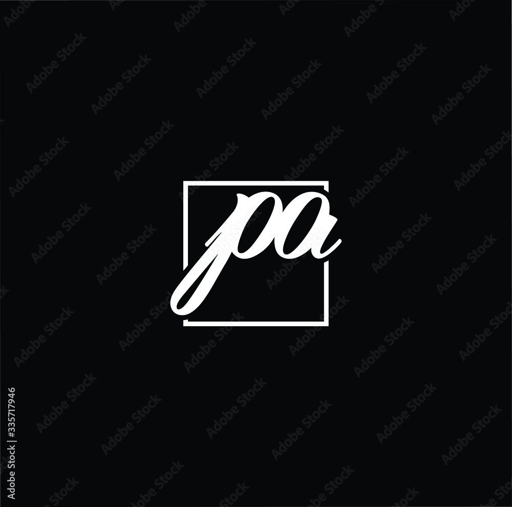Minimal elegant monogram art logo. Outstanding professional trendy awesome artistic AP PA initial based Alphabet icon logo. Premium Business logo White color on black background