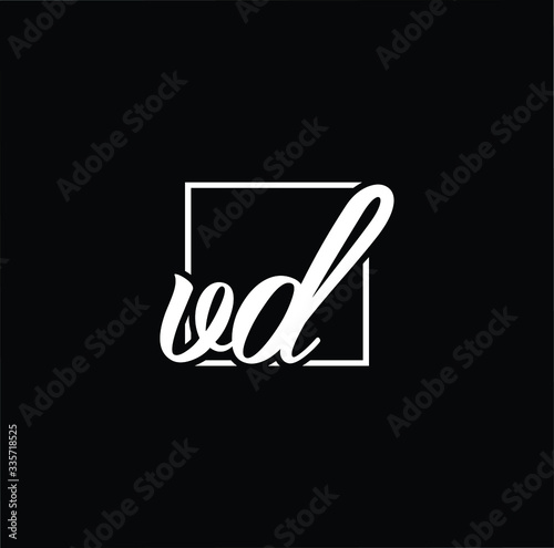 Minimal elegant monogram art logo. Outstanding professional trendy awesome artistic VD DV initial based Alphabet icon logo. Premium Business logo White color on black background