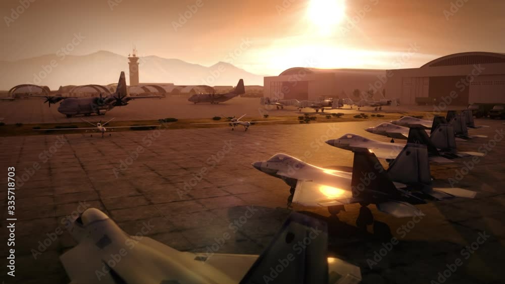 Мilitary air base at evening