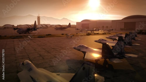 Мilitary air base at evening